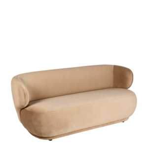 Elton sofa in taupkleurig fluweel   78 X 170 CM H 70 cm