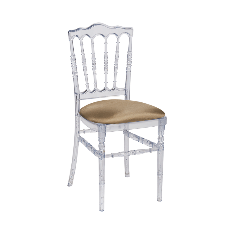 Chaise Napoléon transparente en plexi avec galette bronze