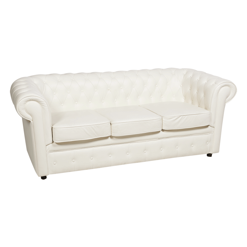 Canapé Chesterfield blanc 3 places 205 x 90 cm H 75 cm