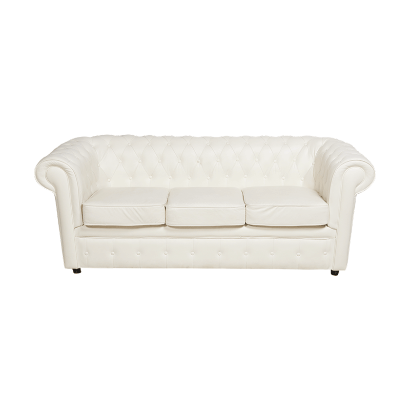 Witte Chesterfield driezit 205 x 90 cm H 75 cm