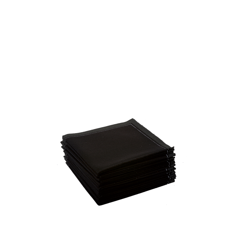 Serviettes cocktail tissu noir 20 x 20 cm (par 30)