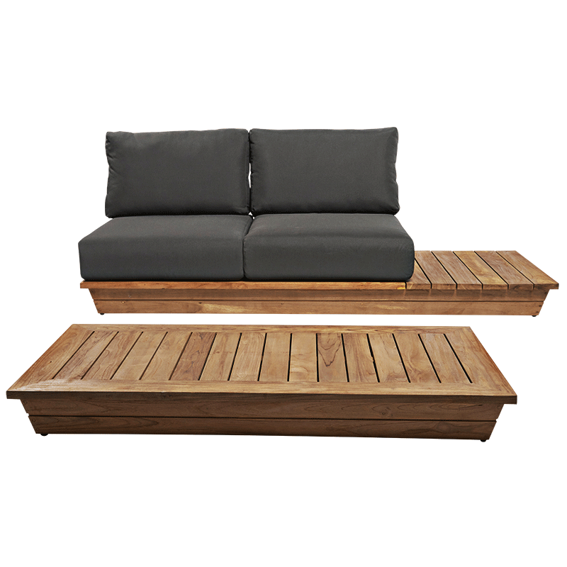 Canapé 2 places Lounge Grey 76 x 204 cm H 70 cm