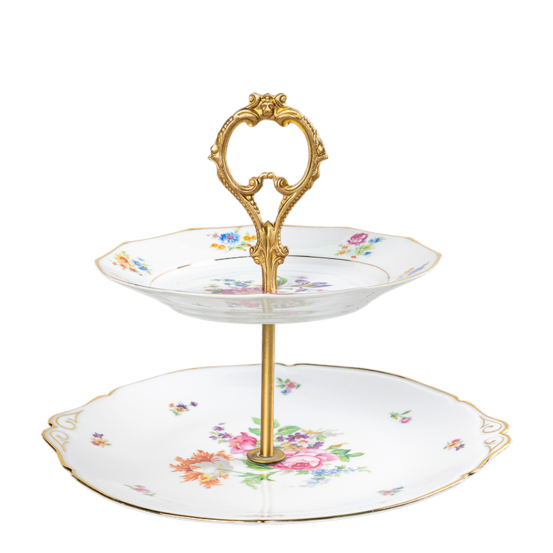 Serviteur Vintage 2 étages fleuri
