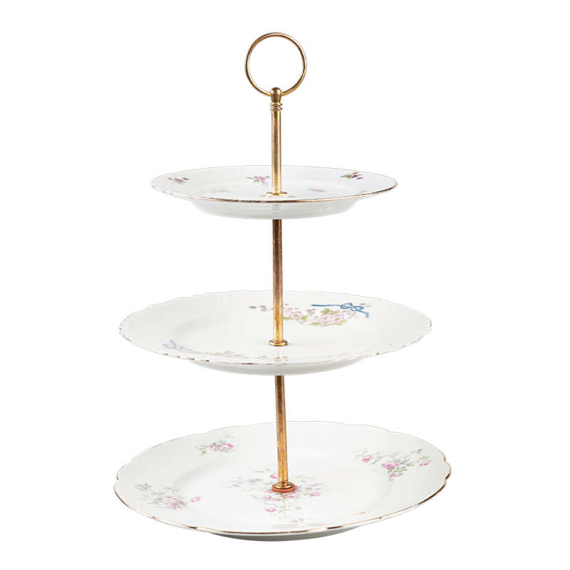 Serviteur Vintage 3 étages fleuri