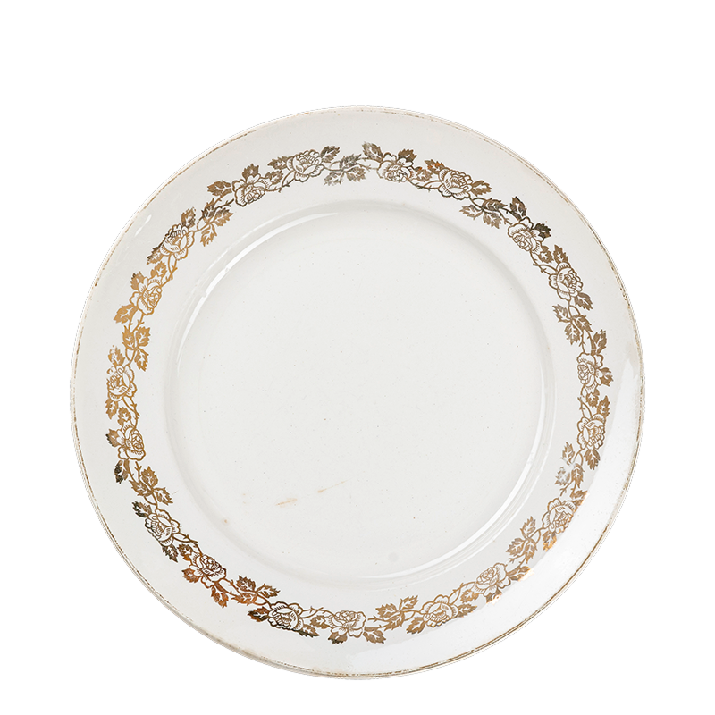 Groot bord Vintage wit en goud Ø 23-25 cm