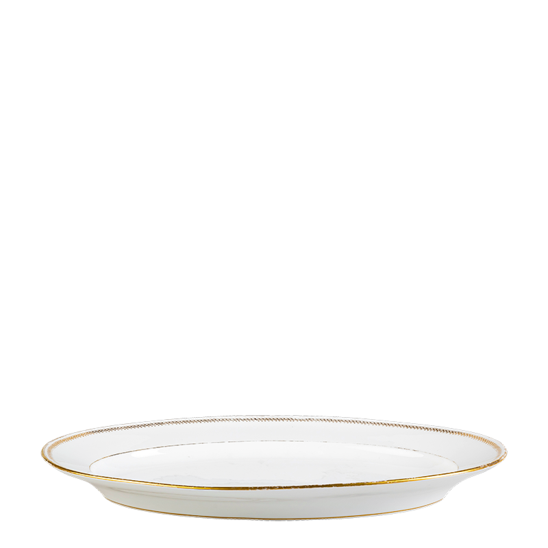 Plat ovale Vintage blanc et doré