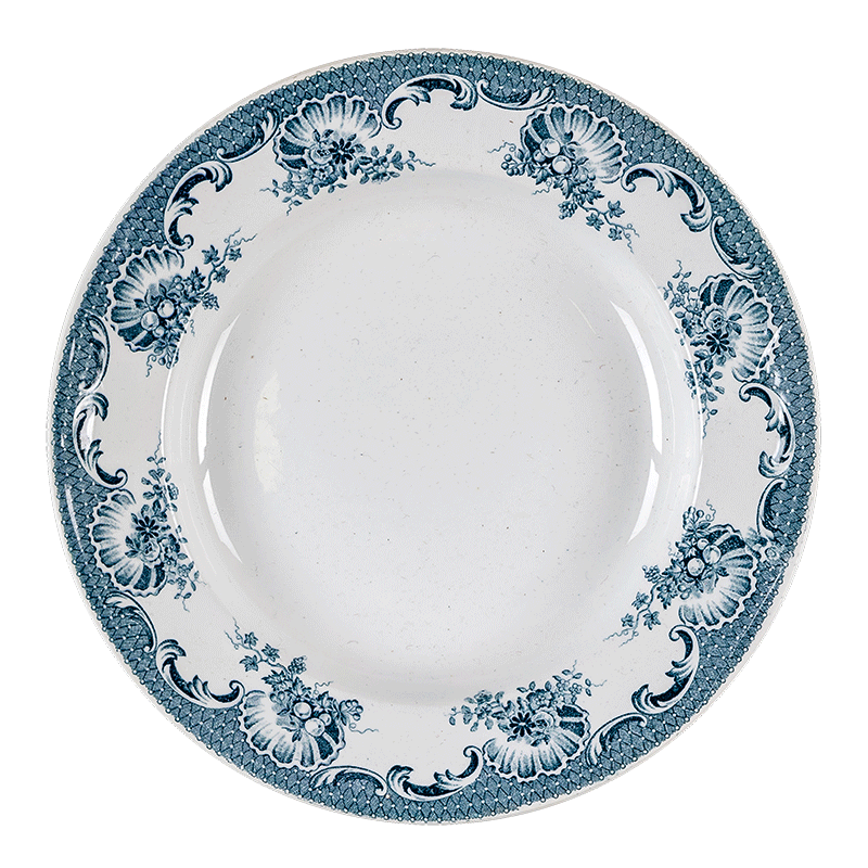Diep bord Vintage blauw groen Ø 22-25 cm