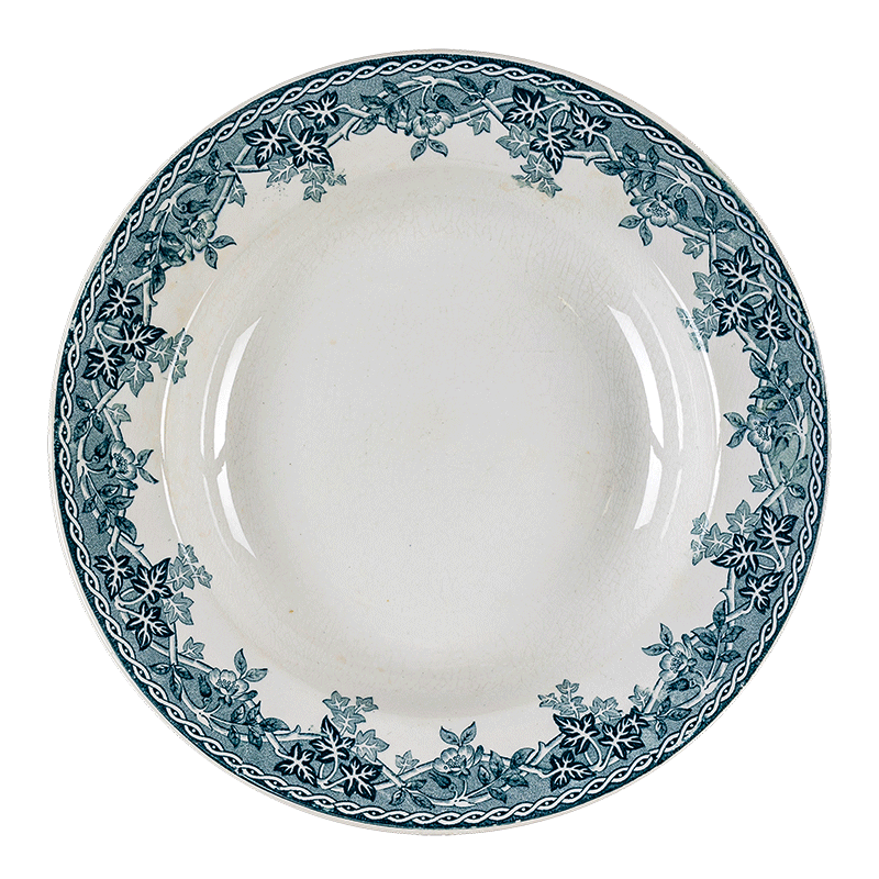 Diep bord Vintage blauw groen Ø 22-25 cm