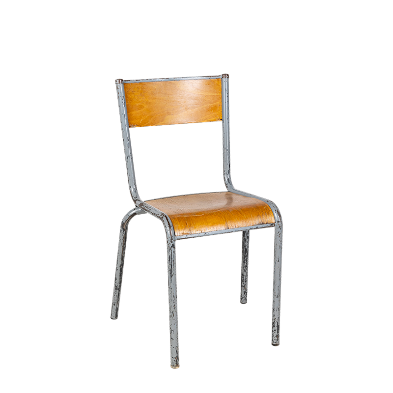 Chaise d’écolier bois acier vintage
