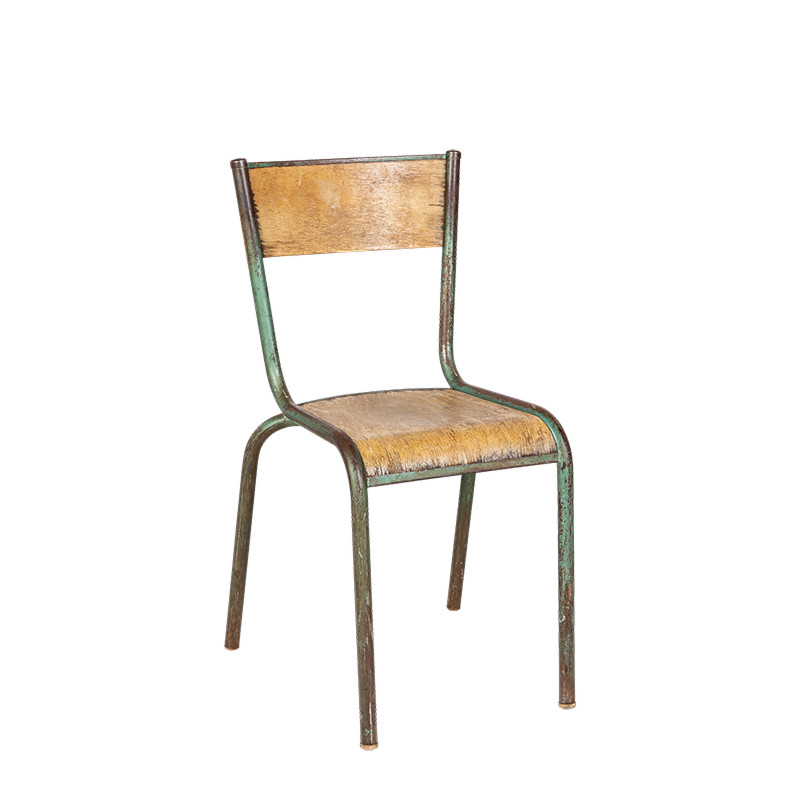 Chaise d’écolier bois acier vintage