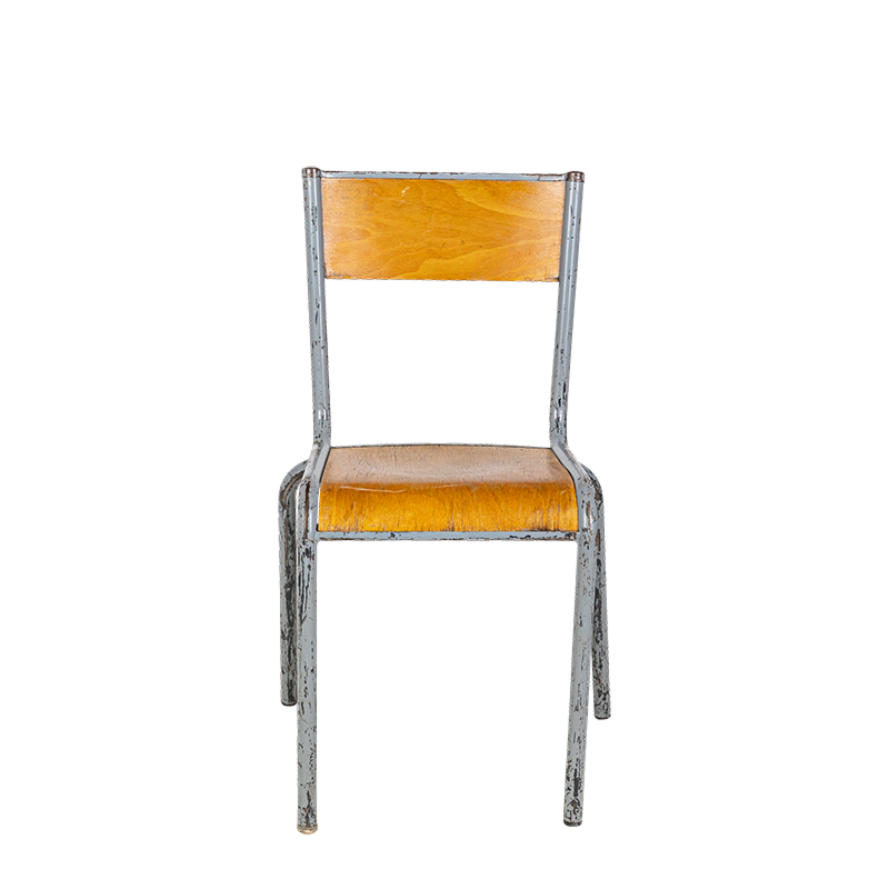 Chaise d’écolier bois acier vintage