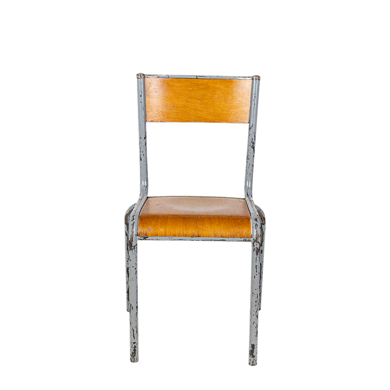 Chaise d’écolier bois acier vintage