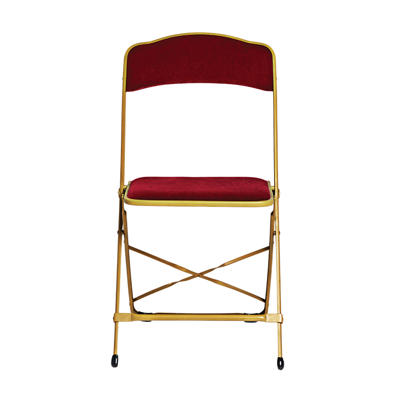 Chaise pliante dorée - velours rouge