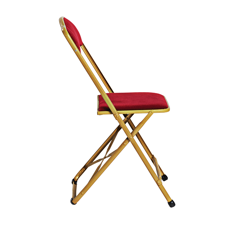 Chaise pliante dorée - velours rouge