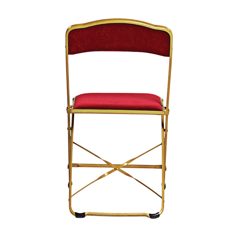 Chaise pliante dorée - velours rouge