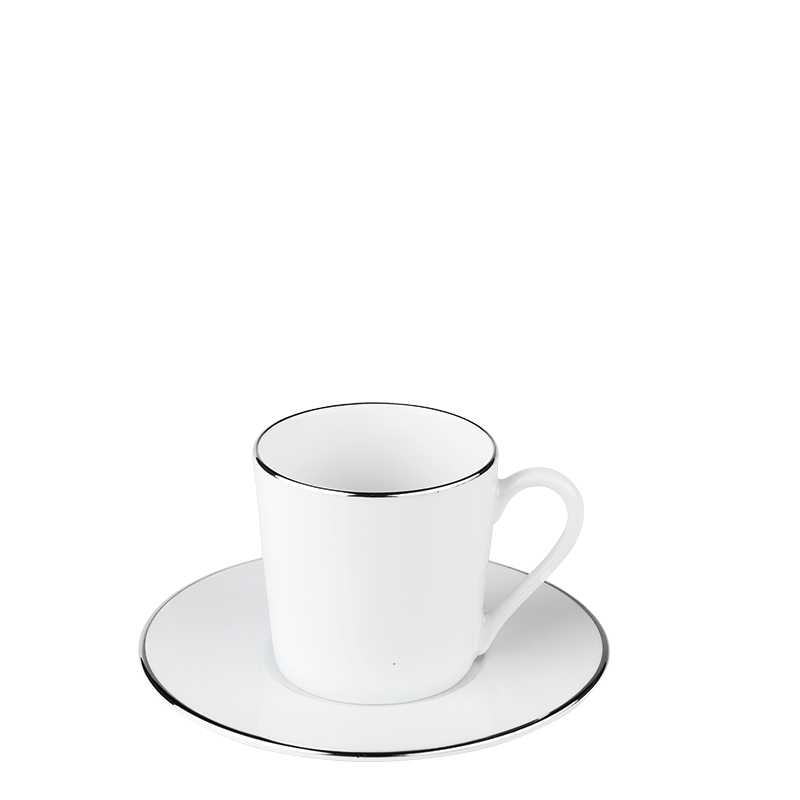 Koffietas 12 cl Plane zilveren biesje met ondertas