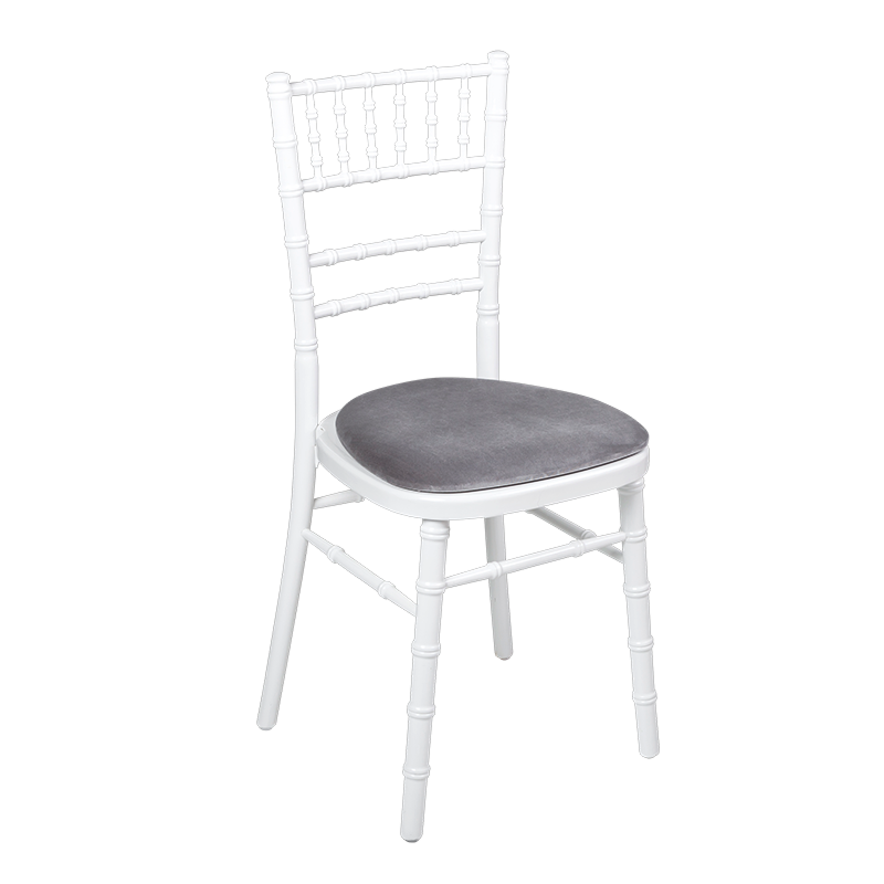 Chaise Bambou blanche assise velours argent