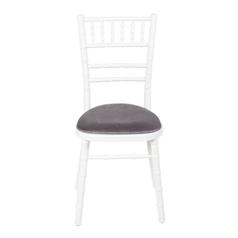 Chaise Bambou blanche assise velours argent