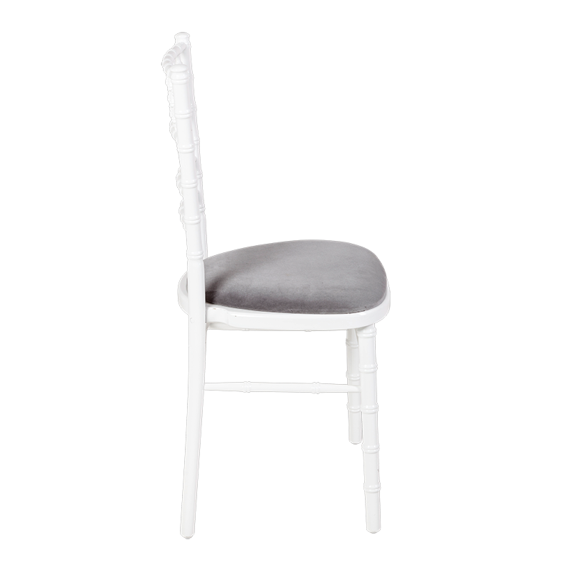 Chaise Bambou blanche assise velours argent
