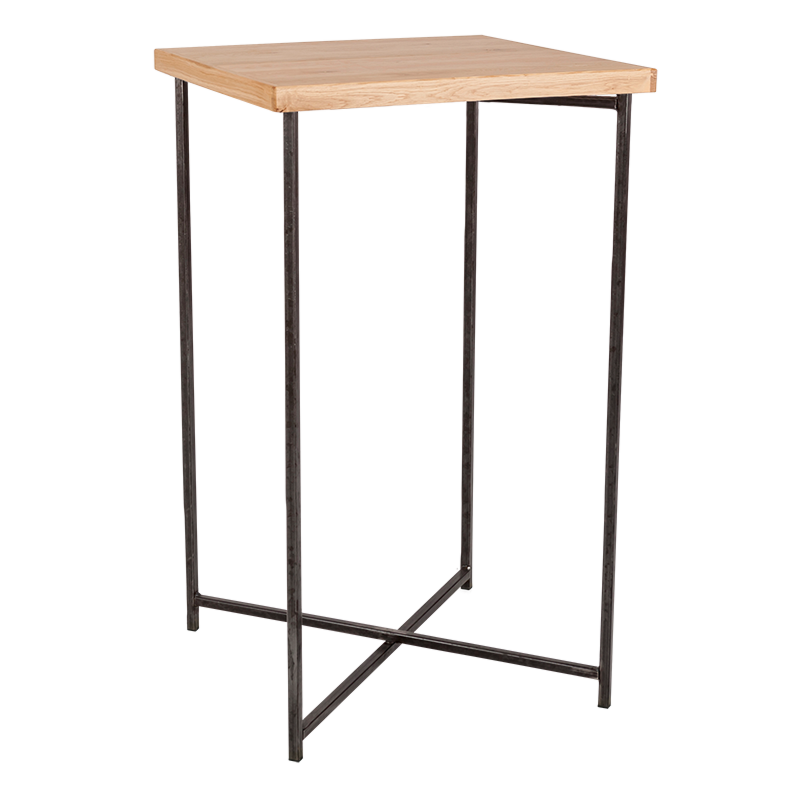 Mange-debout croisé acier plateau bois 65 x 65 cm H 110 cm