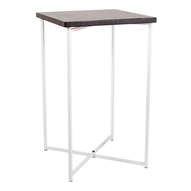 Mange-debout croisé blanc plateau noir 65 x 65 cm H 110 cm