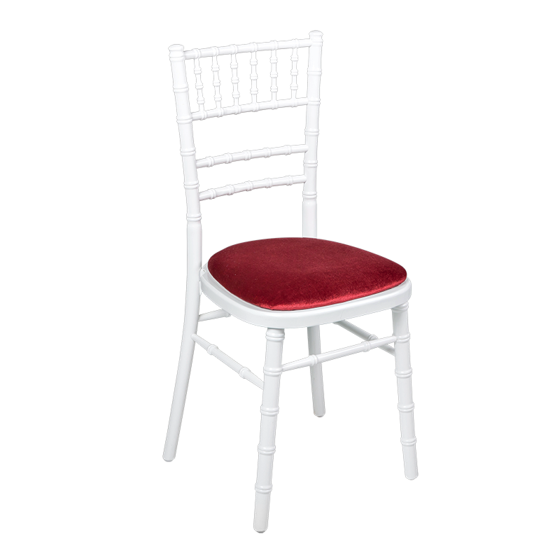 Chaise Bambou blanche assise velours rouge