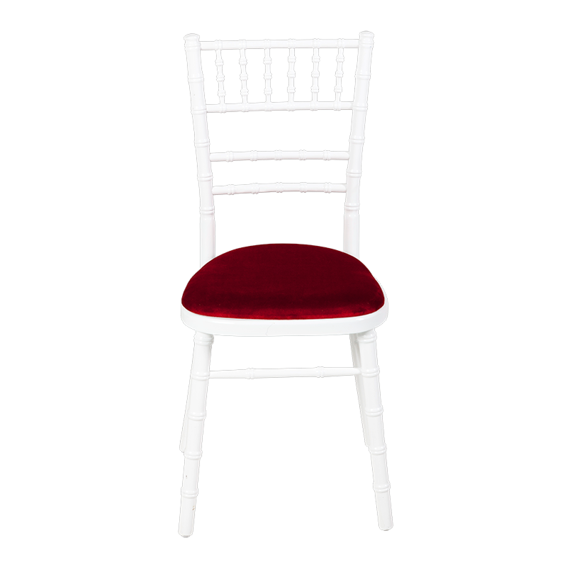 Chaise Bambou blanche assise velours rouge