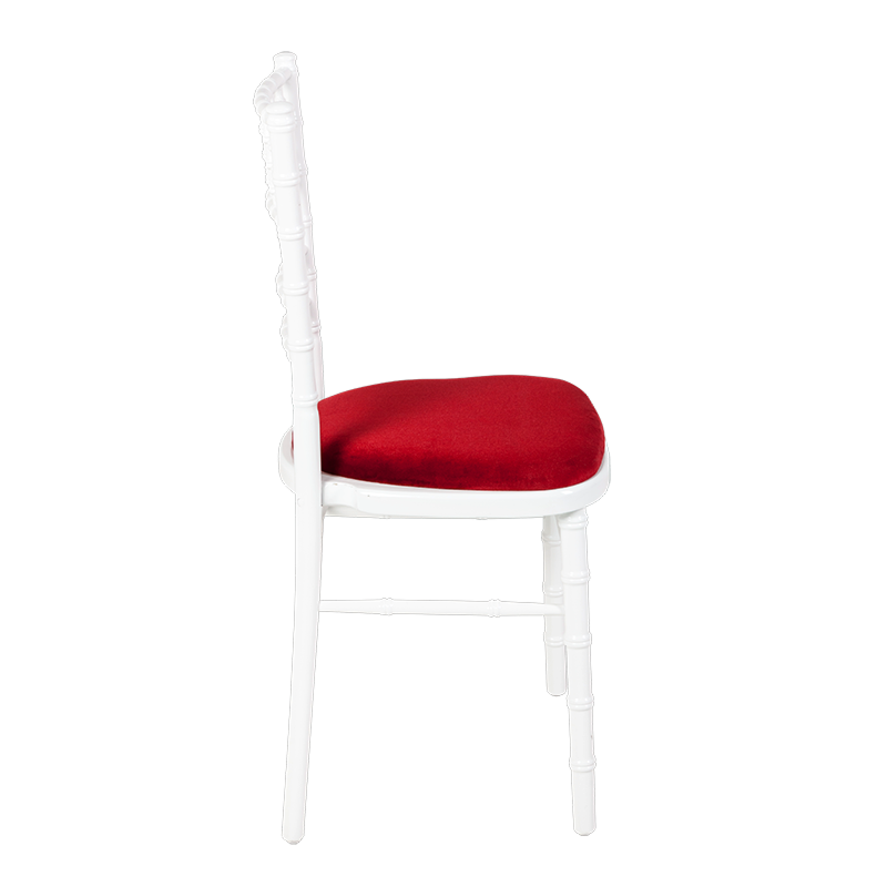 Chaise Bambou blanche assise velours rouge