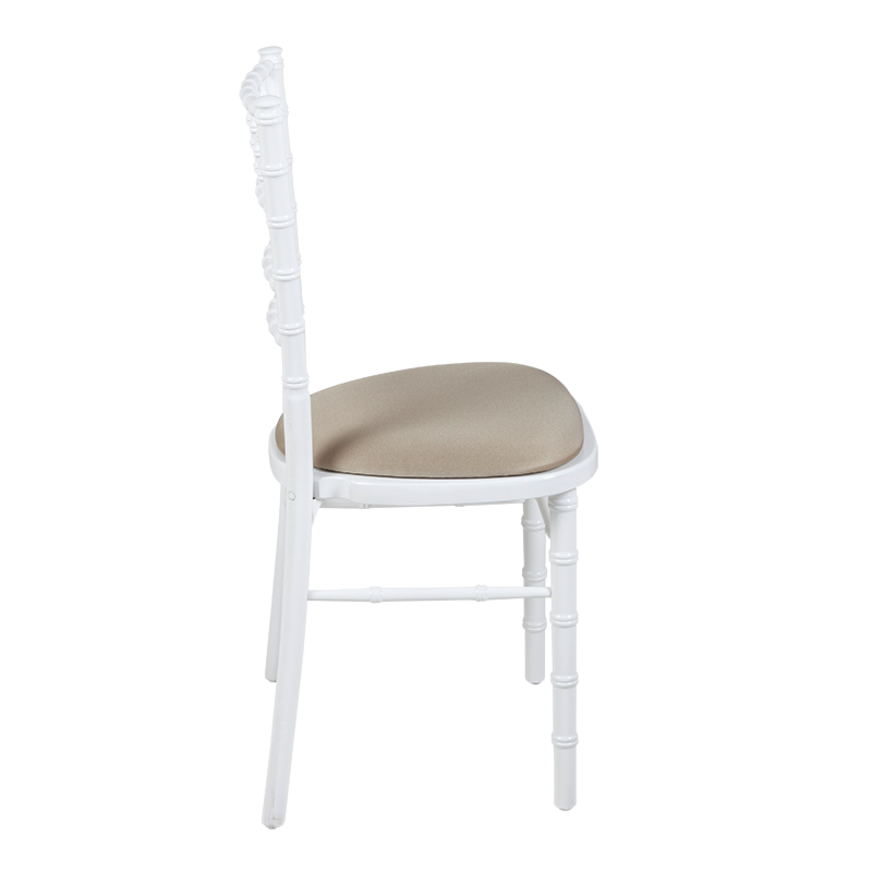 Stoel Bamboe wit met bronzen stretch zitvlak