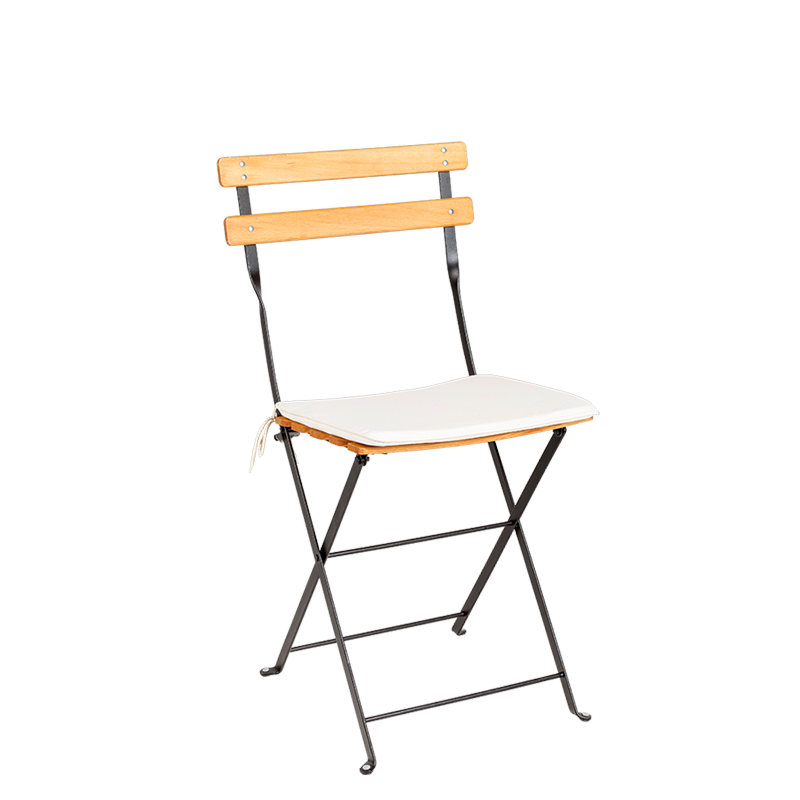 Chaise Trocadéro Wood avec galette écrue