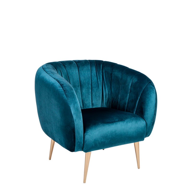 Fauteuil Juliette bleu vert 78 x 84 cm H 85 cm