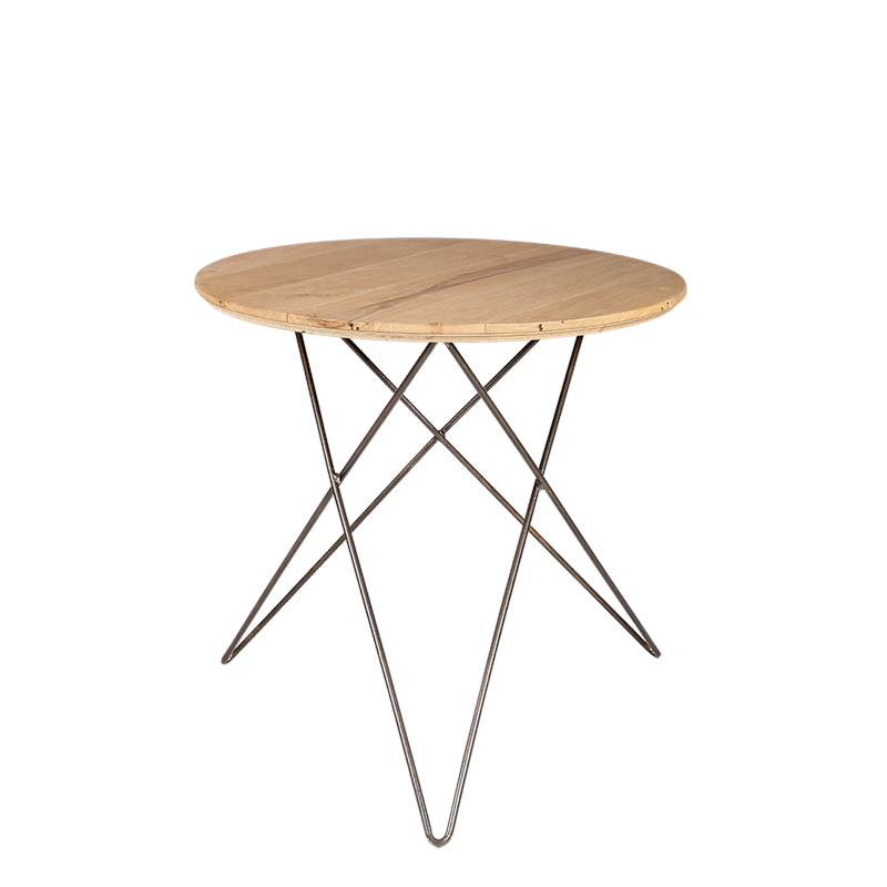 Desserte filaire plateau bois Ø 80 cm H 72 cm