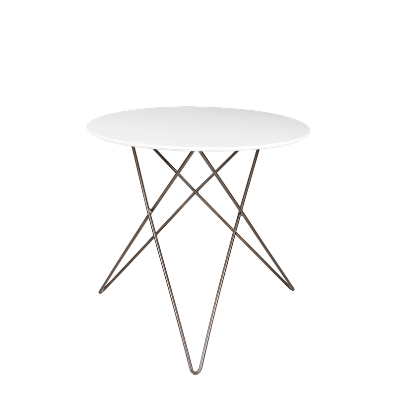 Desserte filaire plateau blanc Ø 80 cm H 72 cm
