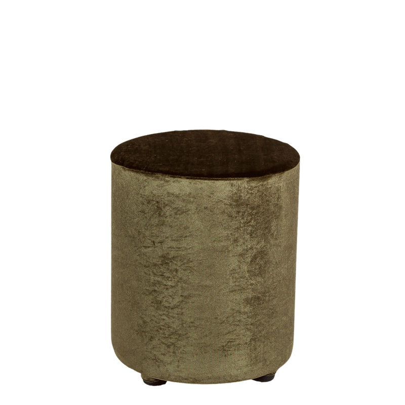 Pouf velours kaki Ø 40 cm H 48 cm