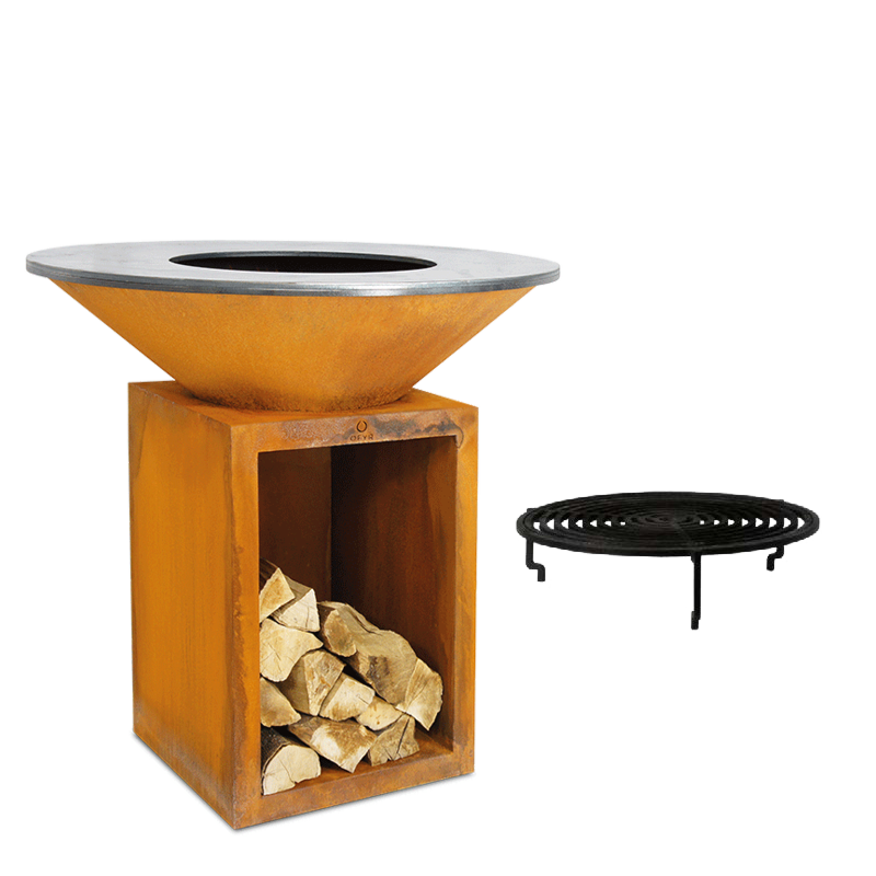 Barbecue Corten avec grille Ø 95 cm H 115 cm