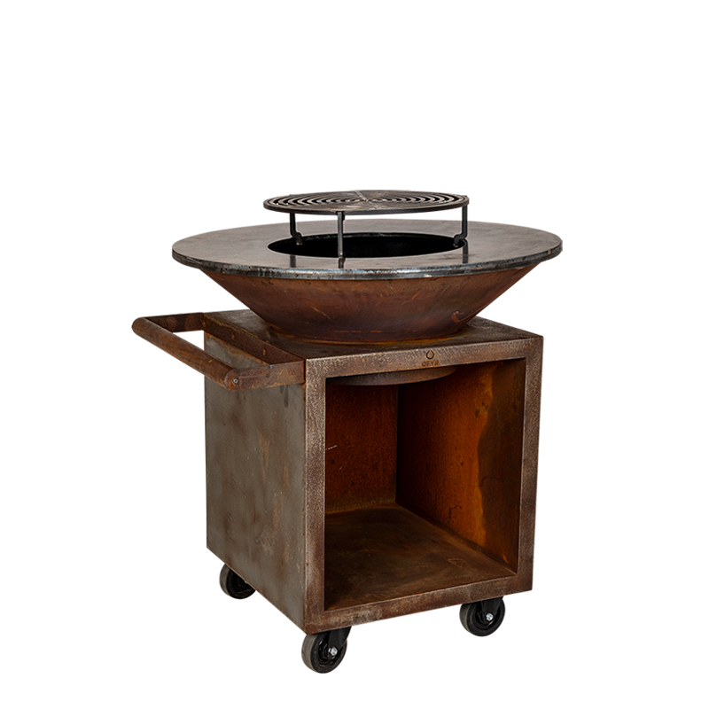 Barbecue Corten avec grille Ø 95 cm H 115 cm