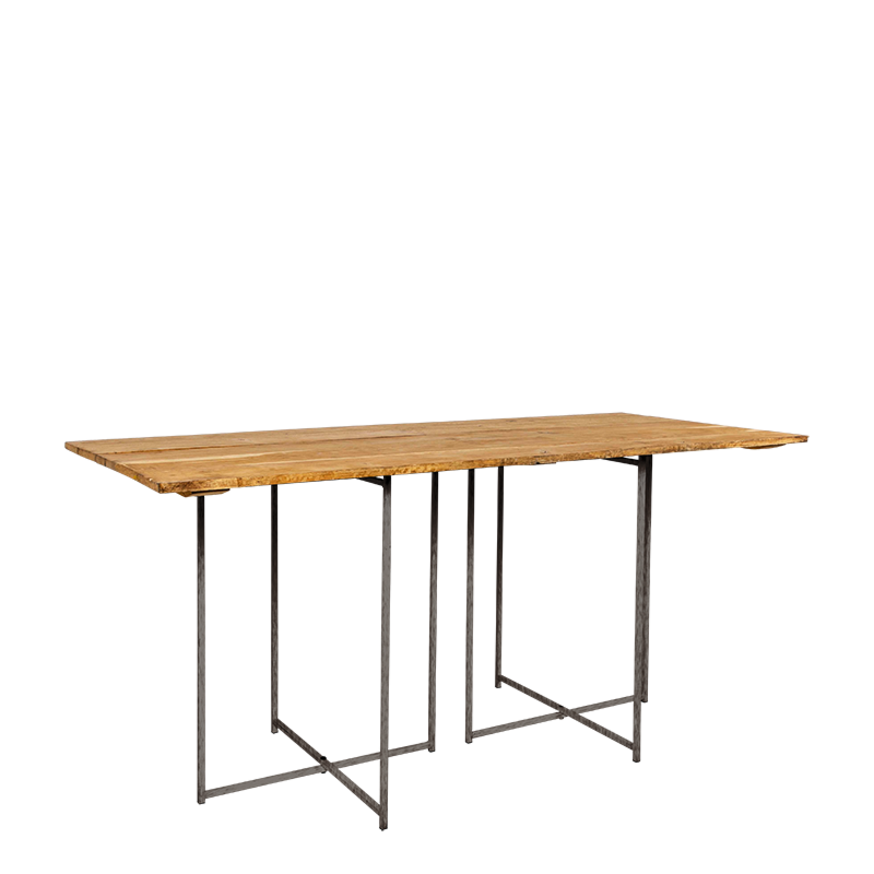 Table haute Nature pieds croisés acier