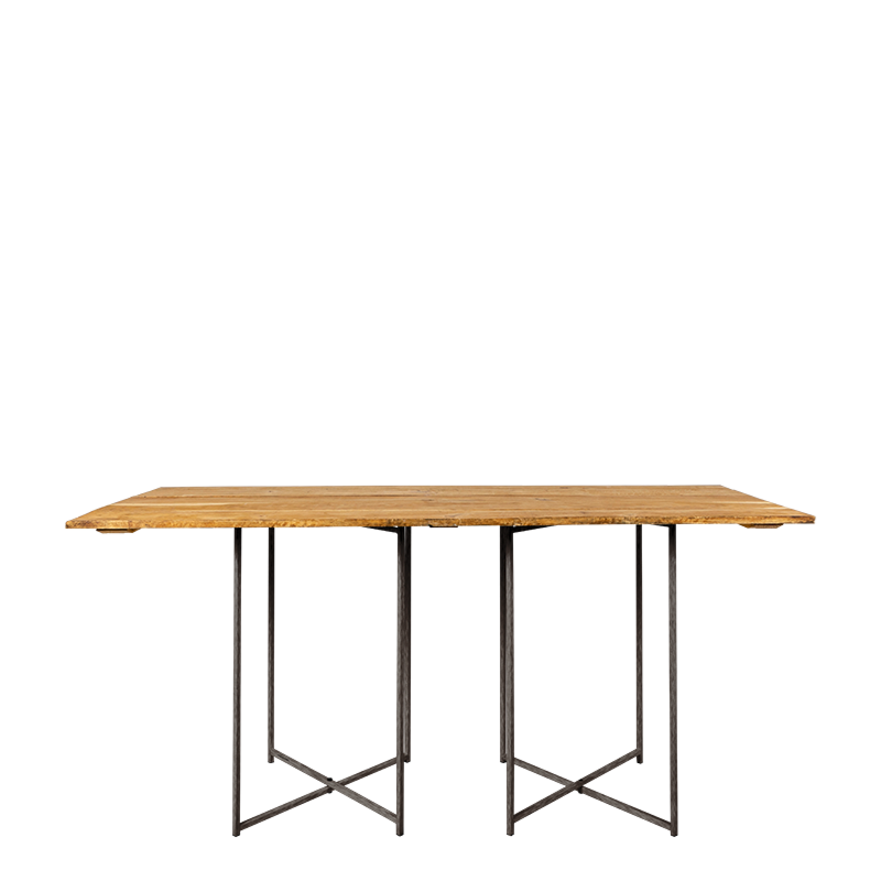 Table haute Nature pieds croisés acier