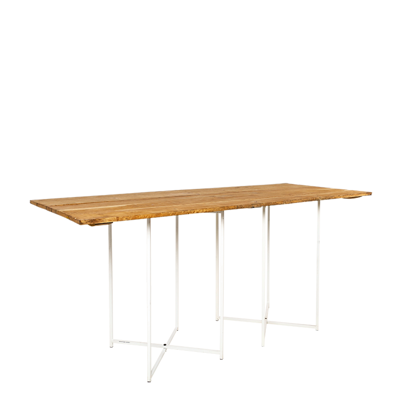 Table haute Nature pieds croisés blancs