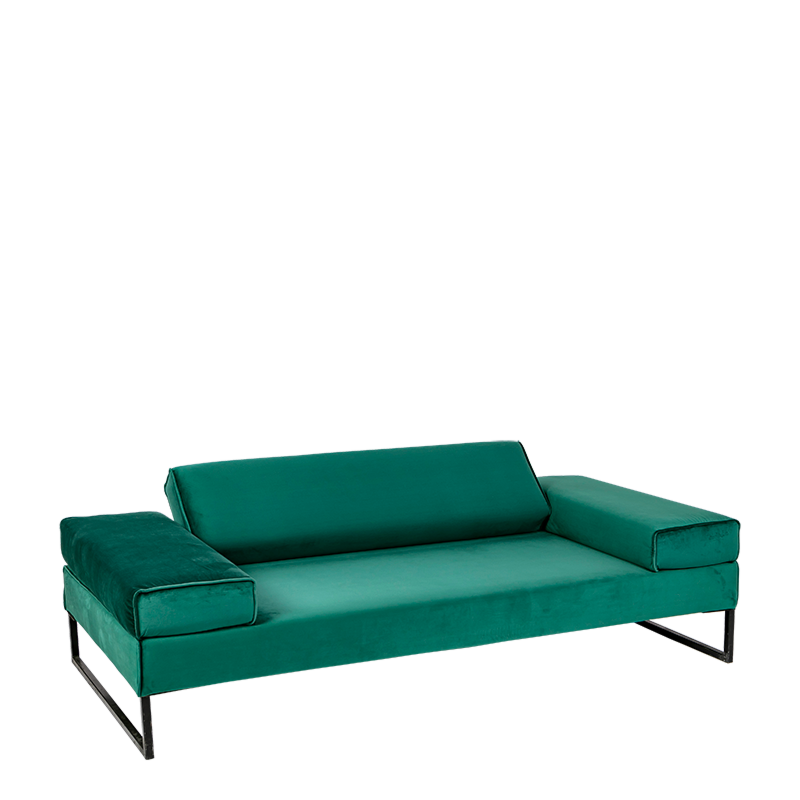 Sofa Happy Hour fluweel groen 205 x 100 x H 53 cm