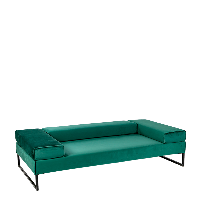 Canapé Happy Hour velours vert 205 x 100 x H 53 cm
