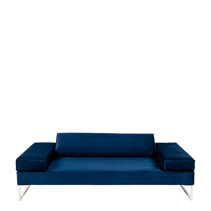 Canapé Happy Hour velours bleu 205 x 100 x H 53 cm