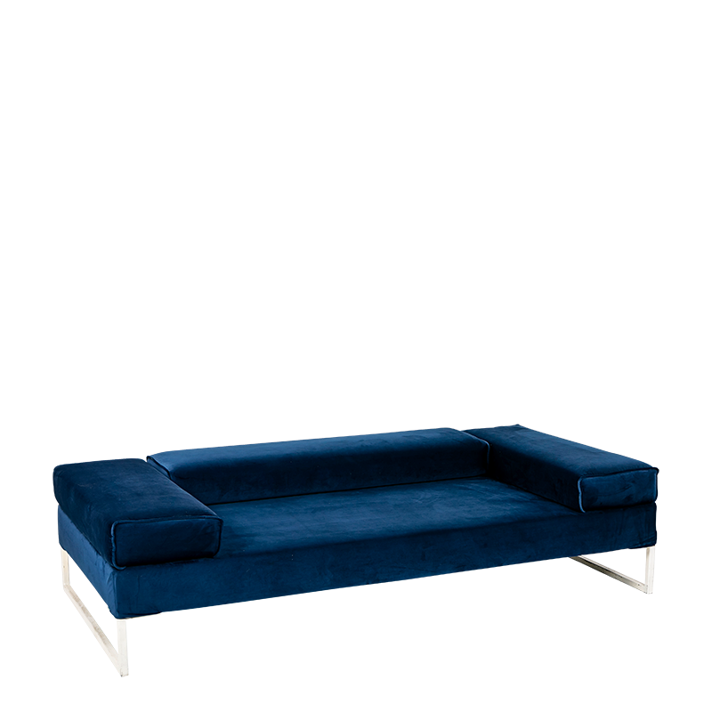 Canapé Happy Hour velours bleu 205 x 100 x H 53 cm