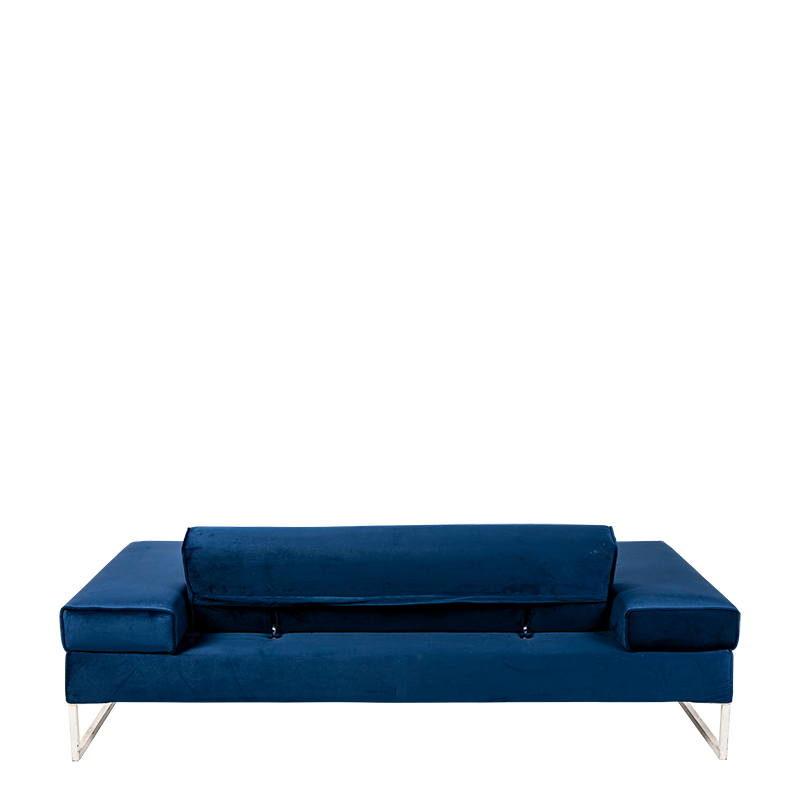 Canapé Happy Hour velours bleu 205 x 100 x H 53 cm