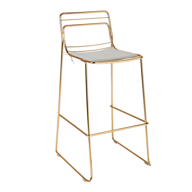 Hoge stoel Filor H 75 cm met plat kussentje in gebroken wit