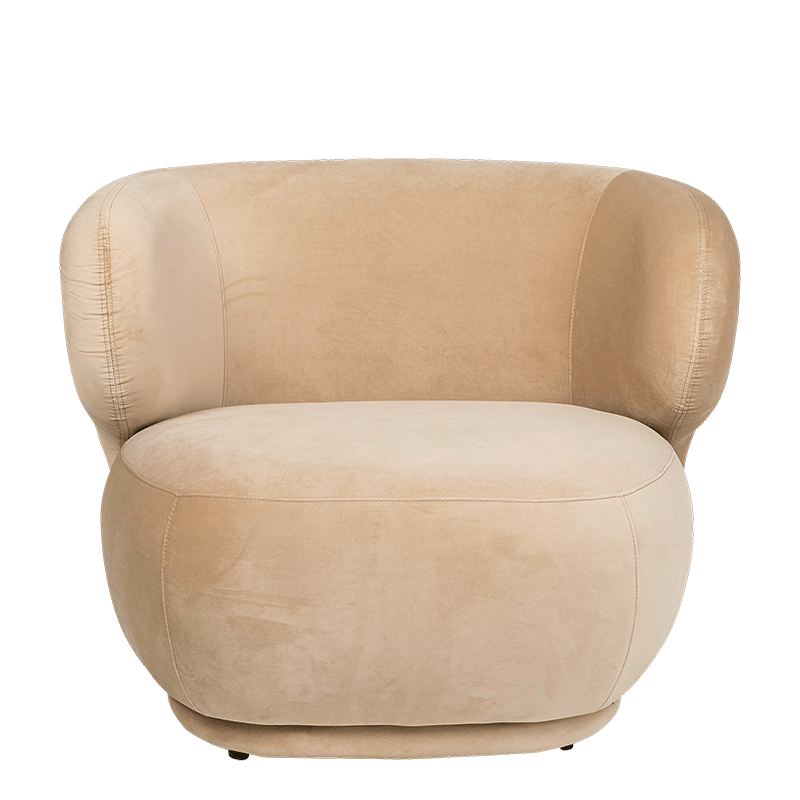 Elton zetel in taupekleurig luweel 78 x 90 cm H 70 cm
