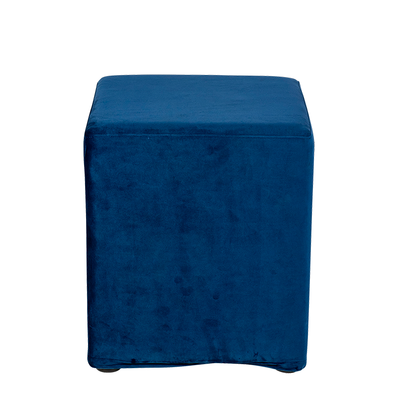 Pouf Kidman Velours bleu 40 x 40 x H 48 cm