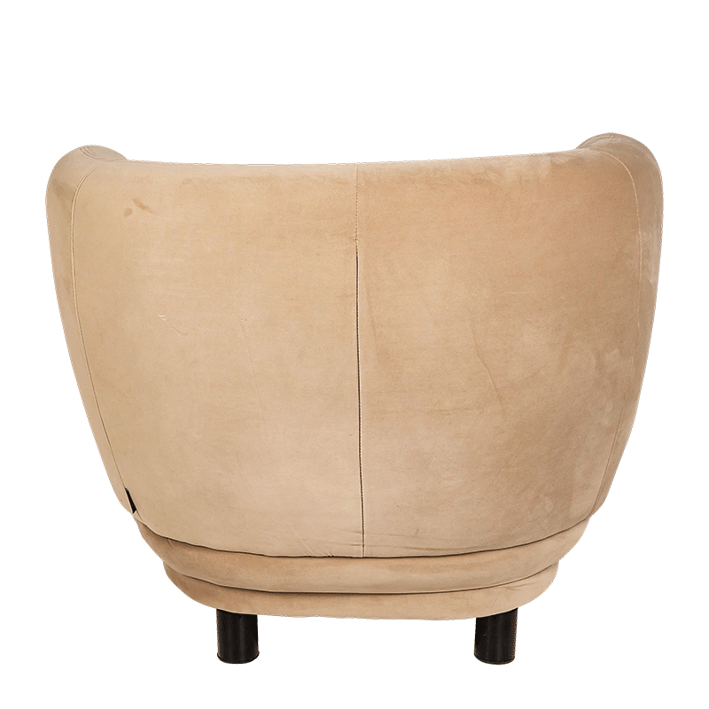 Elton zetel in taupekleurig fluweel met verhoog H80 B78 L90 cm