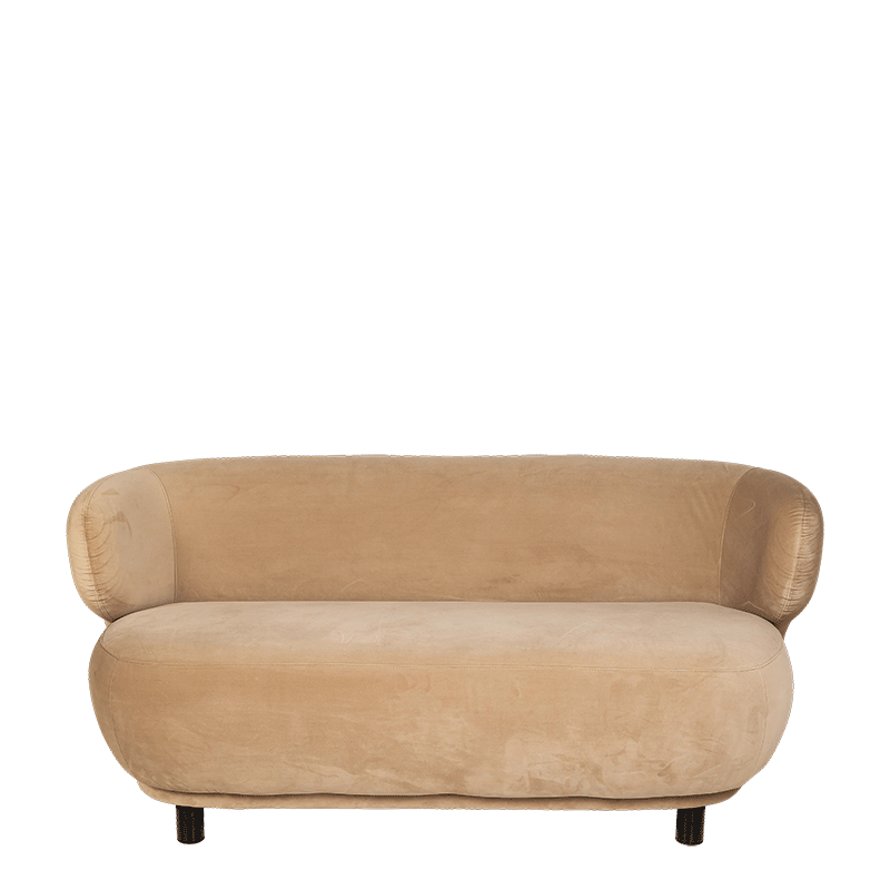 Elton sofa in taupekleurig  fluweel met verhoog 78 x 170 cm H80cm