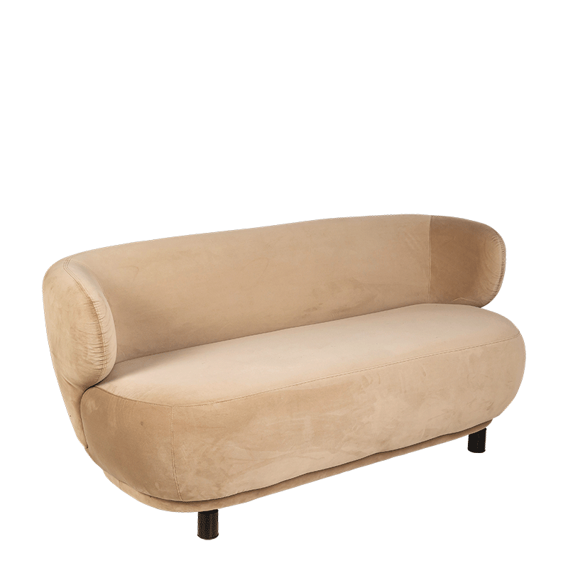 Canapé velours Elton taupe avec réhausse 78 x 170 cm H 80 cm